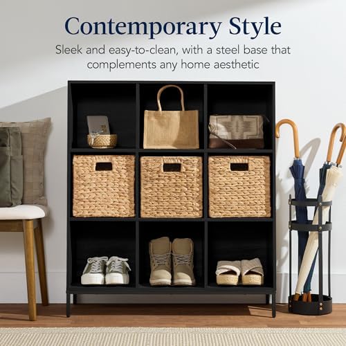 Best Choice Products 9-Cube Bookshelf, 3-Tier Wood Storage Bookcase W/Legs, 11in Shelf Opening, Cube Organizer, Living Room, Office, Nursery – Black - Image 3