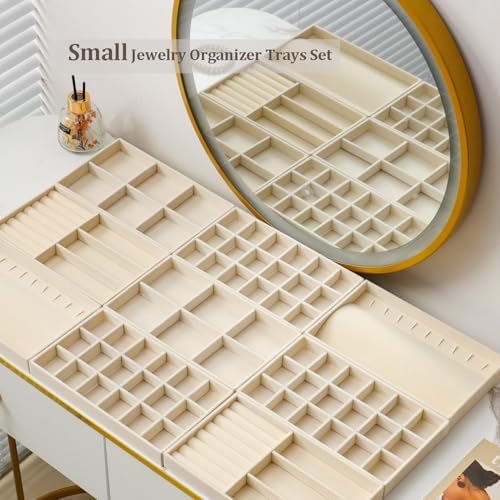 SPAKOWN Jewelry Trays Organizer for Drawer 9 Set of Small Jewelry Display - Image 5