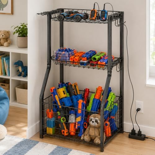 YueTong Garage Sports Organizer with Ball Rack, Bat Holder and 4 Hooks - Image 2