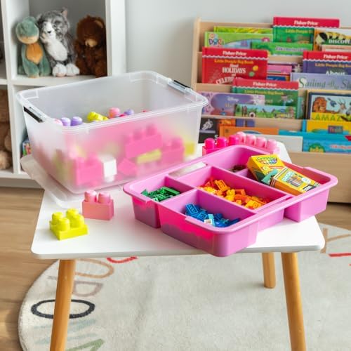 IRIS USA 18 Quart Craft Storage Organizer with Pink Removable Tray - Image 4