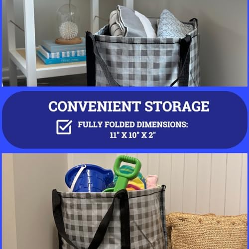DURASACK Heavy Duty Storage Tote Bag 22-Gallon, Gingham Gray, Pack of 4 - Image 4