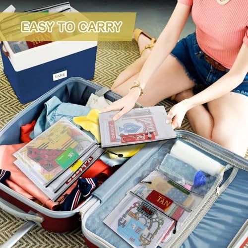 Board Game Storage, Board Game Organizer with 12pcs Zipper Bags and Writable Stickers, Board Game Organizers Storage with Lid for Office Supplies,Puzzles,Video Game,Craft Product (Blue, 2-Pack Large) - Image 6