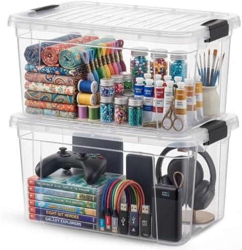 Superio 11 Quart Clear Plastic Storage Boxes with Lids, Stackable Organizer Containers, BPA-Free Storage Bins for Home, Office, School & Dorm, 2 Pack by Superio