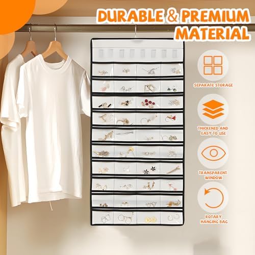 48 Pockets Hanging Jewelry Organizer with Necklace Straps - Image 3