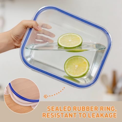 2 Pack 2260ml/76.4oz Extra Large Glass Food Storage Containers with Lids, Large Meal Prep Containers for Whole Chicken, Roasts, Family-Size Meals, Oven, Microwave, Freezer & Dishwasher Safe, BPA Free - Image 5