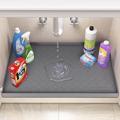 Jin&Bao Under Sink Mat 25" x 19" Waterproof Silicone Cabinet Kitchen Liner - Image 3
