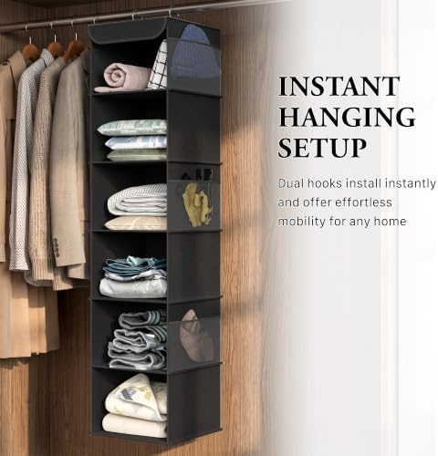 Simple Houseware 6 Shelf Hanging Closet Organizer, Black - Image 6