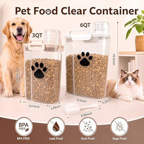 5-7Lbs Dog Storage Container with cleaning brush and Measuring Cup - Image 2