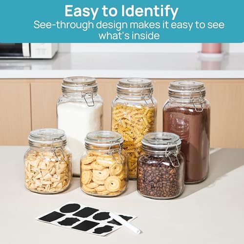 Vtopmart 78oz Glass Food Storage Jars with Airtight Clamp Lids, 3 Pack - Image 6
