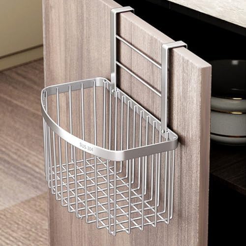 304 Stainless Steel Grid Storage Basket, Over the Cabinet Door Organizer, Wire Hanging Basket with Hook Over the Railing, Under Sink Kitchen Cabinet, Pantry, Bathroom - Image 4
