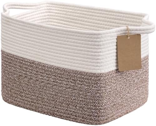 Goodpick Woven Rope Storage Basket for Shelves, Rectangle, Brown by Goodpick
