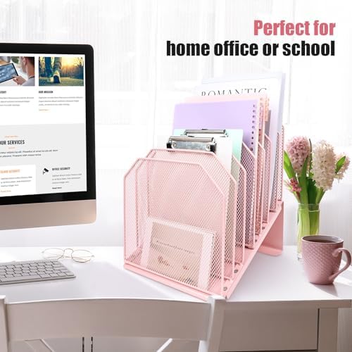 SUMMORO Inclined File Organizer for Desk, 7-Section Vertical File Holder - Image 2