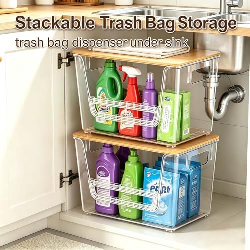 2-Pack Trash Bag Holder Dispenser with Bamboo Lid - Image 6