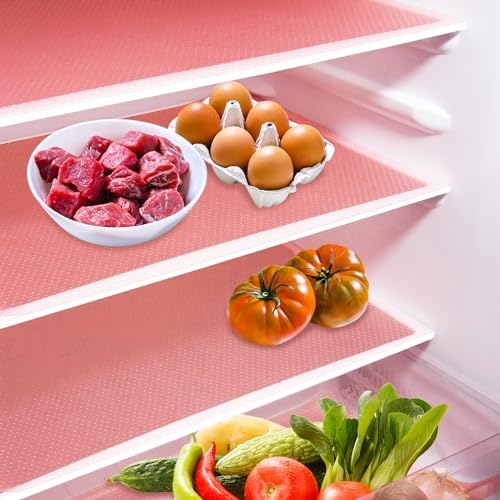 10Pcs Refrigerator Liners, Washable Fridge Liner Shelf Mats Refrigerator Pads for Cupboard Cabinet Drawer Home Kitchen Accessories Organization (Pink) by Daixers