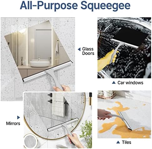 AmazerBath Squeegee for Shower Glass Door, All-Purpose Squeegee with Hook for Shower Doors, Windows, Mirrors, Tiles and Car Glass, 10 Inches - Image 4