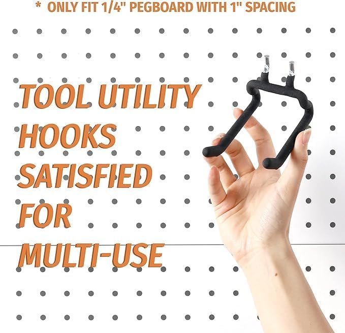 HUHOLE 8 Pack Pegboard Drill Holder Utility Hooks for 1/4 Inch Pegboard - Image 4