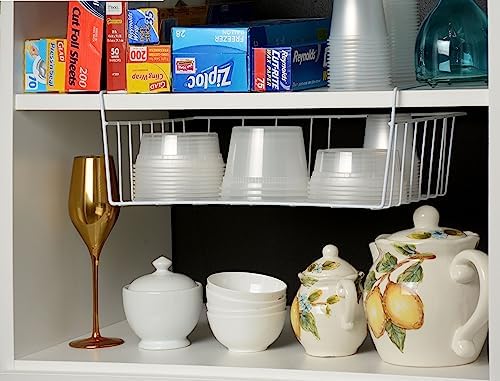 YBM Home Under Shelf Wire Basket Storage Organizer for Kitchen Pantry - Hanging Storage Cabinet Organizer Rack Adds Extra Storage Space Underside the Shelf (2, Small) - Image 3