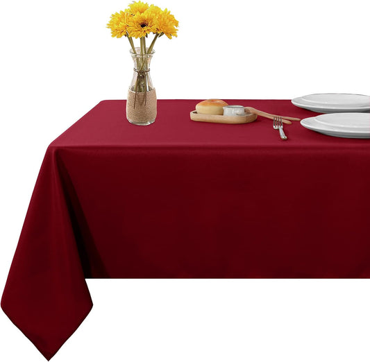 Fitable Rectangle Tablecloth Stain and Wrinkle Resistant Washable Polyester Table Cloth for Buffet Parties and Camping (60x84 inch, Red)