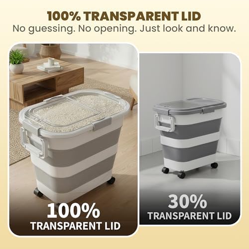 HOYTAMDA 25-35Lbs Rice Container,Collapsible Food Storage Container Wheels - Image 2