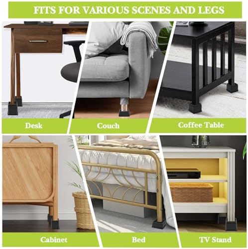 4 Pack Furniture Risers 3 Inch, Adjustable Bed Risers Heavy Duty for Table Desk Couch Chair Sofa Cabinet Bed Frame Dorm, Square Stackable Table Leg Risers Lift Height 1", 2” or 3", Black - Image 3