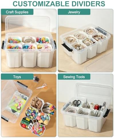 AREYZIN 17QT Clear Storage Bins with Lids & Dividers for Crafts - Image 6