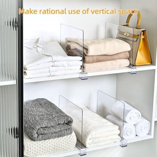 Shelf Dividers，Vertical Purse Organizer for Closet，Thickened and Sturdy Shelf Organizer for Sweater, Shirts, Handbags,8" Tall x 11" (6 Pcs) - Image 3
