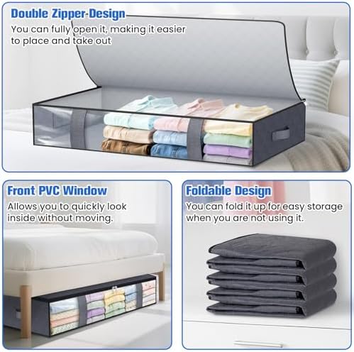 TasticTotes 4 Pack Under Bed Storage Containers, 90L Blanket Storage Bags - Image 4