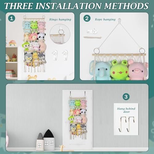 42cm Wide Over The Door Stuffed Animal Storage- 5-Tier Stuffed Animal Hammock For Toy Plush Hammock Hanging Net Big Girls Toddler Large Bag Animals Stuffy Behind - Image 6