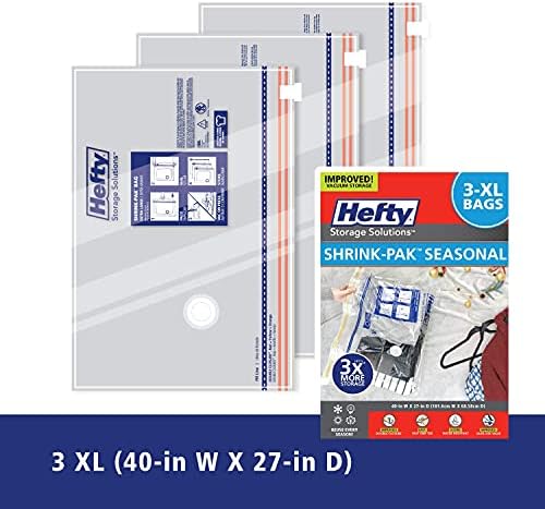 Hefty Shrink-Pak - 3 Extra Large Vacuum Storage Bags for Clothes, Pillows, Towels, or Blankets - Space Saver Vacuum Sealer Bags Ideal Under Bed Storage Solutions - Image 3