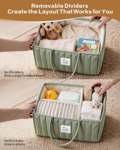 Diaper Caddy Organizer – Nursery Storage Basket (Soft Sage) - Image 5