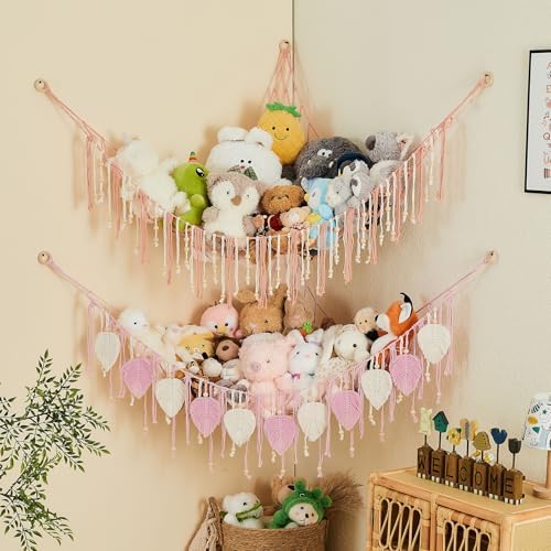 Pretty Jolly Stuffed Animal Hammock with Leaf Beads and Tassels - Image 5
