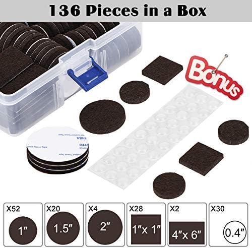 Felt Furniture Pads 136 Pieces, Furniture Pads for Hardwood Floors, 5mm Thick Floor Protectors for Furniture Legs, Felt Pads for Furniture, Floor Savers for Furniture in a Case - Image 2