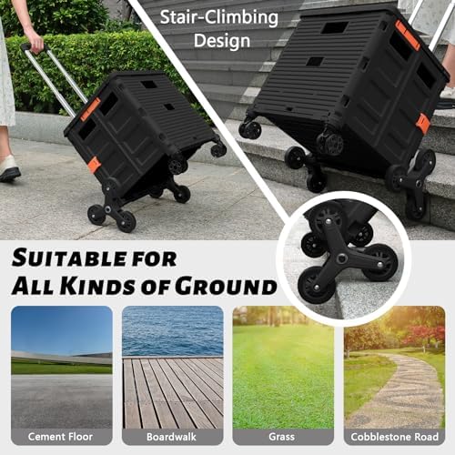 Wheel Replacement Stair Climbing Wheels for Shopping Laundry Cart, Trolley Triangle Shopping Cart Stair Climbing Wheels for BY06C BY10C Foldable cart (2 PCS) - Image 4