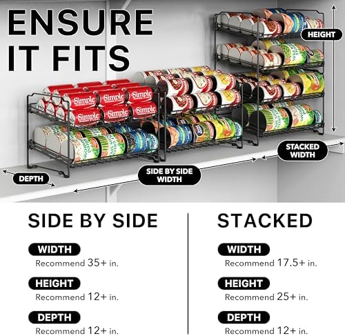 Simple Houseware 2 Tier Stackable Can Rack, Black, 2 Pack - Image 3