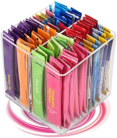 Drink Packet Organizer For Powdered Drink Mix,Powder Packet,Water Packet,Water Flavor Packet,Lazy Susan Organizer Rotating Holder for Drink Mix Necessities（Square） by Unknown