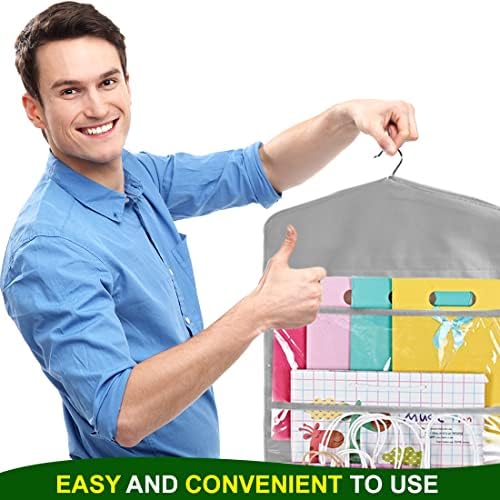 ProPik Hanging Double Sided Gift Bag Storage Organizer with Multiple Front and Back Pockets - Organize Your Gift Wrap, Tissue Paper, and Paper Bags 38 x 16 Inch PVC (Gray) - Image 5
