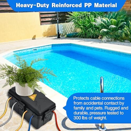 Hrensaw Medium Outdoor Electrical Box(10.6x5.5x4.5inch),Weatherproof Connection Box w/6 Cable Entry,IP54 Waterproof Extension Cord Cover Protect Power Strip,Timer,Plug,Holiday Lights,Black - Image 5