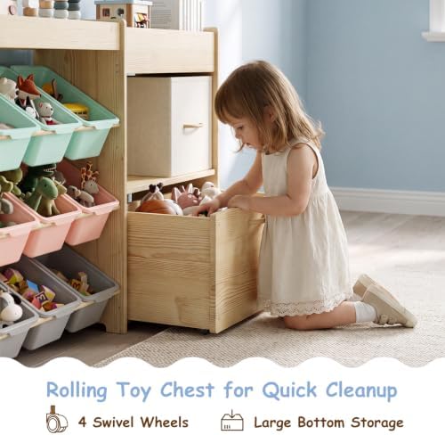 EXPERLAM 5-in-1 Toy Organizer, Plush Holder, 9 Multi-Color Bins, Toy Chest - Image 5