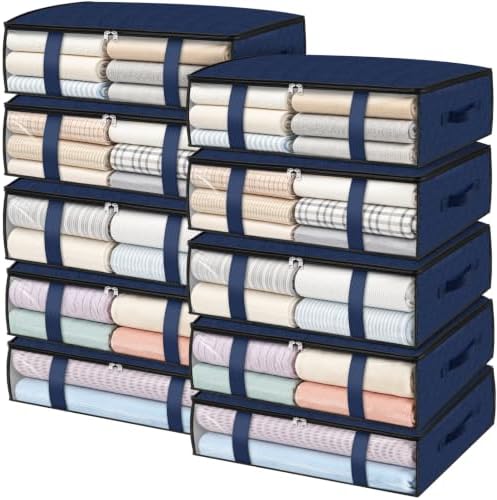 10 Pack Storage Bags, 40L Clothes Storage Containers, Storage Bins, Blue by StorageRight