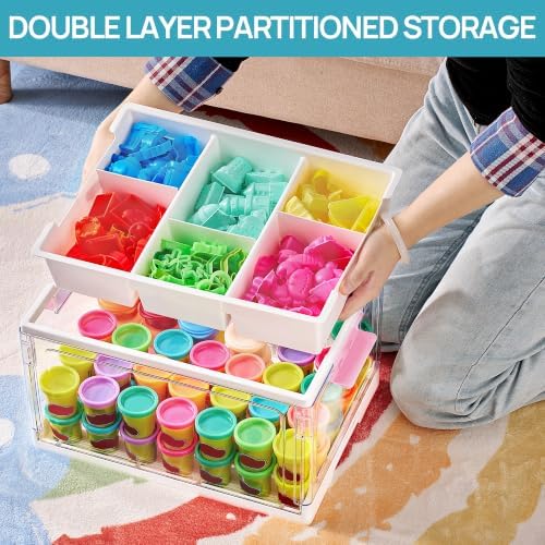 Vtopmart 24 QT Pink Clear Craft Organizer with Tray & Dividers, 1 Pack - Image 6