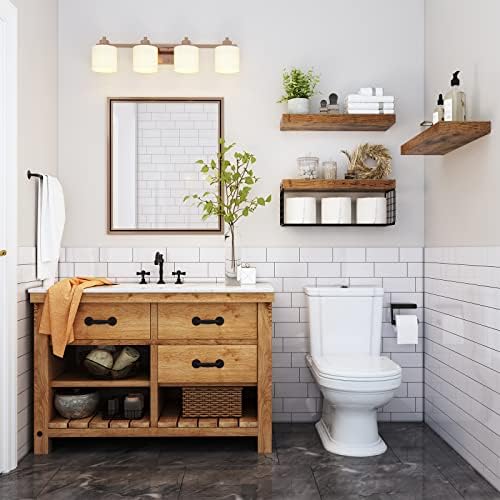 QEEIG Bathroom Shelves Over Toilet Wall Mounted (Brown, Set of 3, 15.7") - Image 2