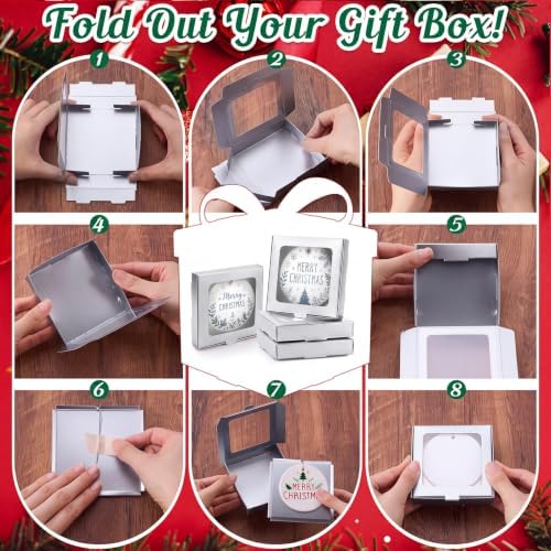 Dunzoom 25 Pcs Christmas Sublimation Blanks Ornament Gift Box, Silver - Image 3