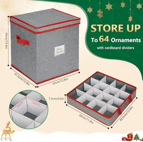Christmas Ornament Storage Box Holds Up to 3 inch 64 Xmas Balls - Image 2