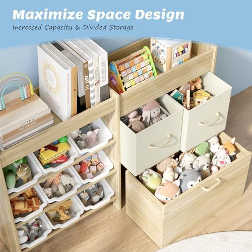 EXPERLAM Toy Storage Organizer for Kids, 9 Bins, 2 Drawers, Toy Chest - Image 5