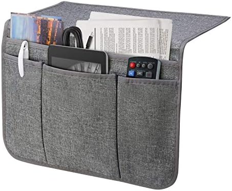 Bedside Caddy Bedside Storage Organizer Magazine Phone Tablet iPad Remote Holder, Organizer Caddy for Home College Dorm Bed, Sofa, Bunk Bed (Grey) by SYSOV