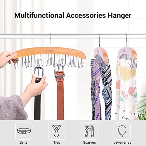Ohuhu Belt Hanger 12 Hooks Wooden 360° Rotating Closet Organizer - Image 2