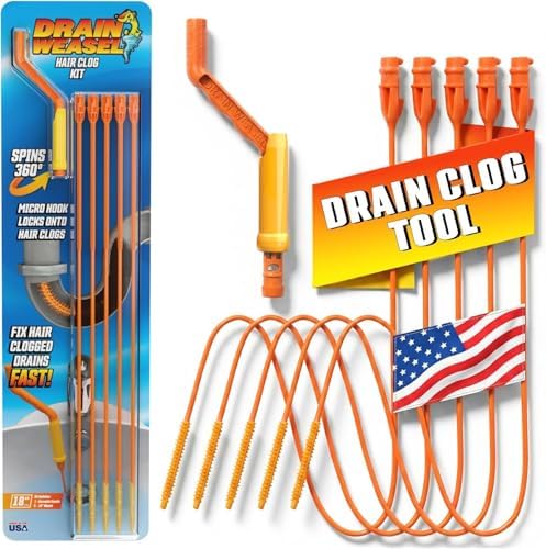FlexiSnake Drain Weasel Sink Snake Hair Clog Remover Tool Kit, 5 Wands by FlexiSnakeInc