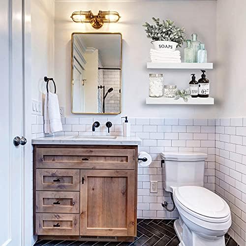 QEEIG Bathroom Floating Shelves for Wall (White, Set of 2, 15.7") - Image 2