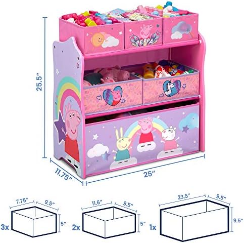Delta Children Design & Store 6 Bin Toy Storage Organizer, Peppa Pig - Image 3