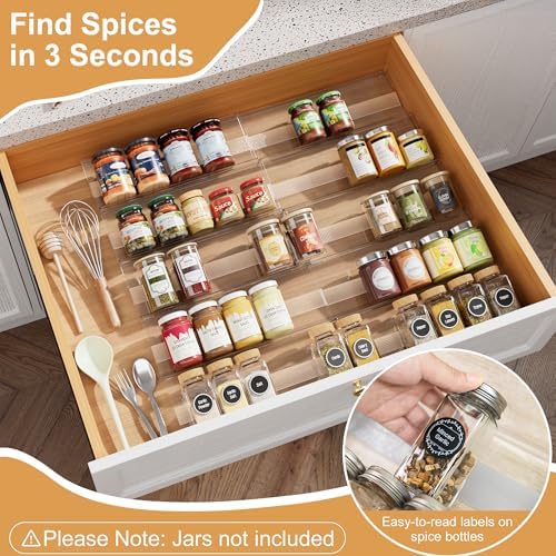 10-Pack Adjustable Spice Drawer Organizer - Image 4